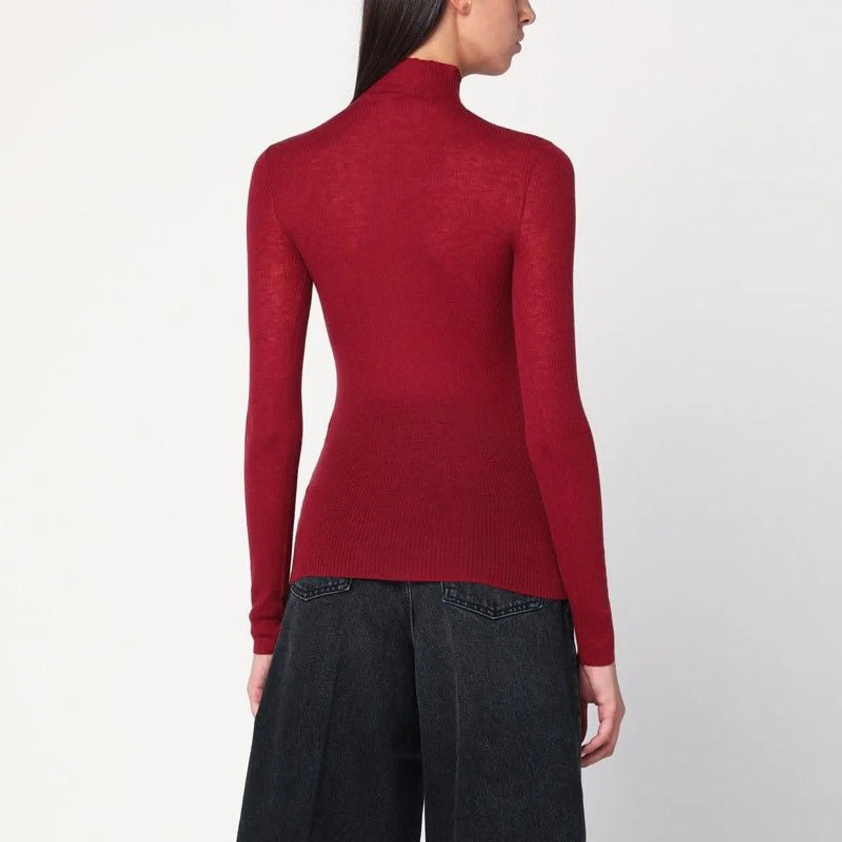 6397 Bordeaux Semi-Sheer Turtleneck