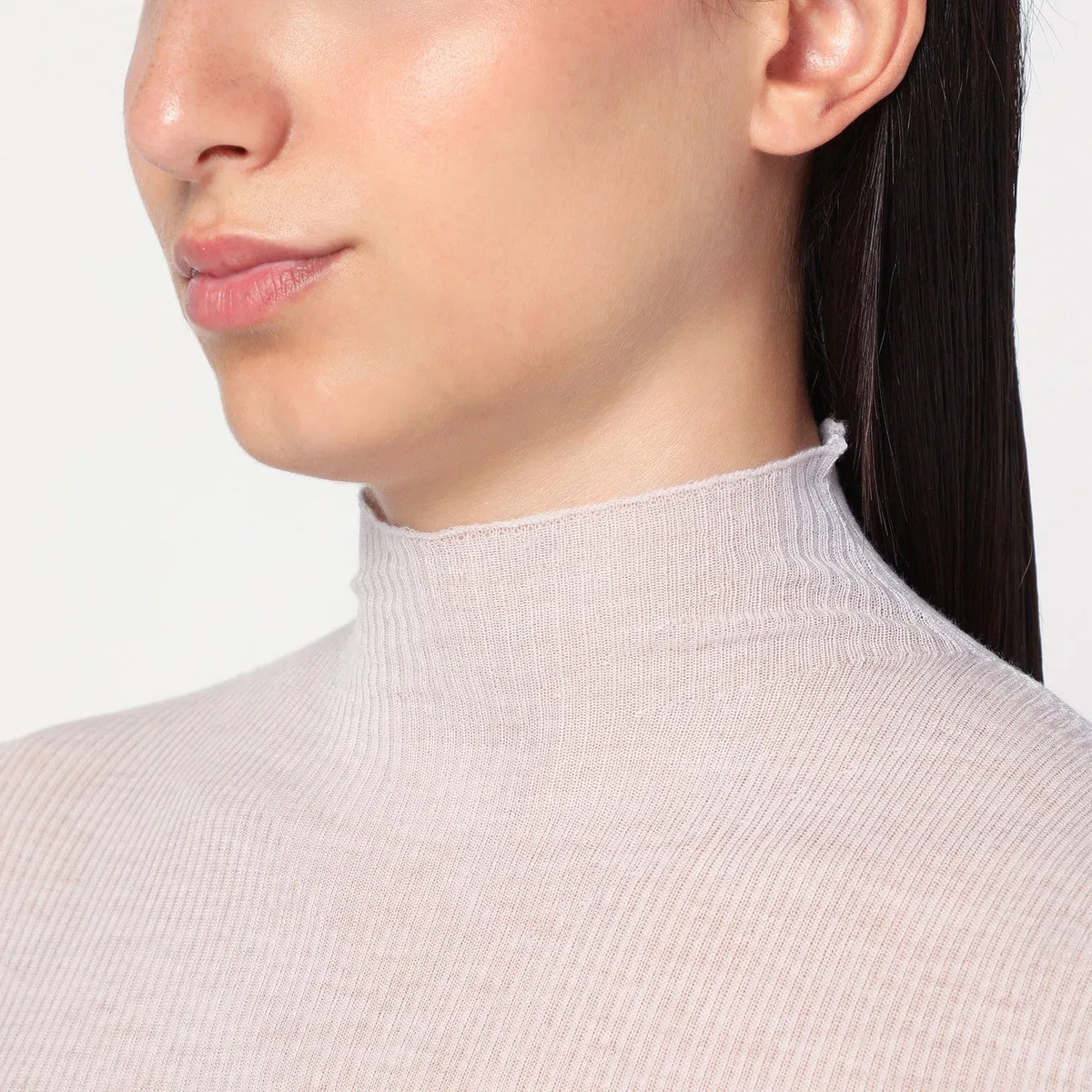 6397 Ivory Semi-Sheer Turtleneck