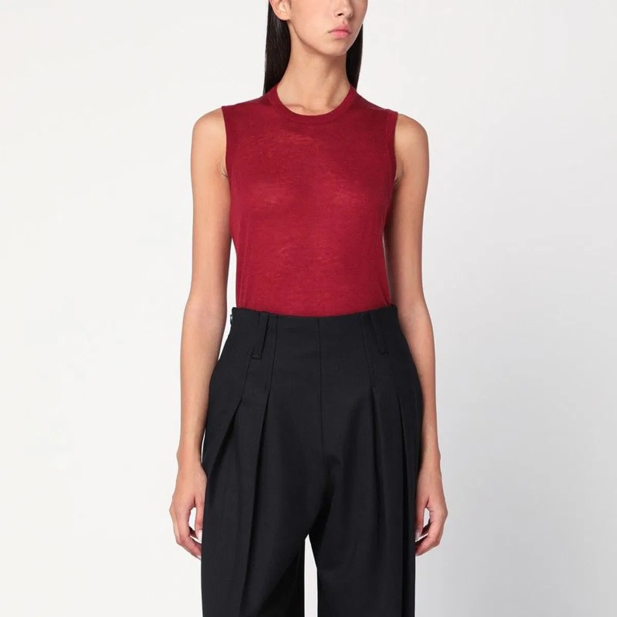 6397 Bordeaux Semi-Sheer Tank Top