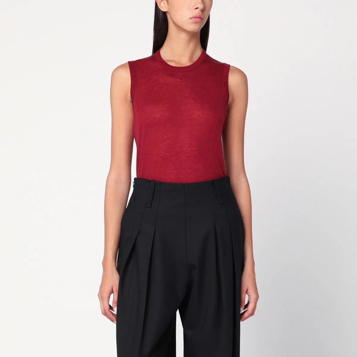 6397 Bordeaux Semi-Sheer Tank Top