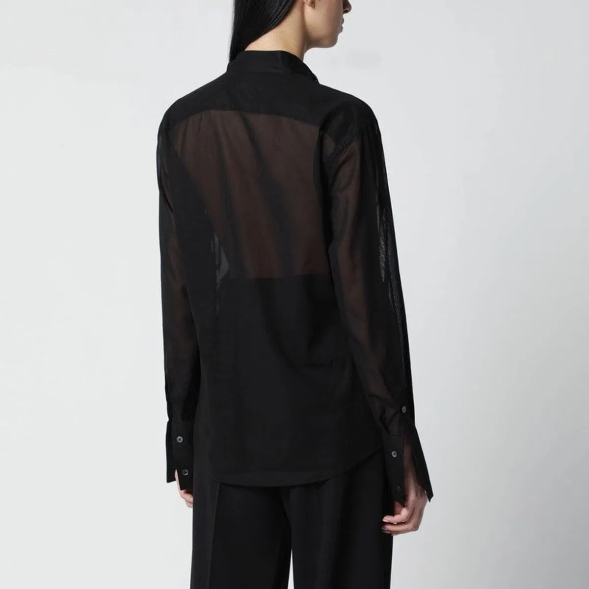6397 Black Micropleated Shirt