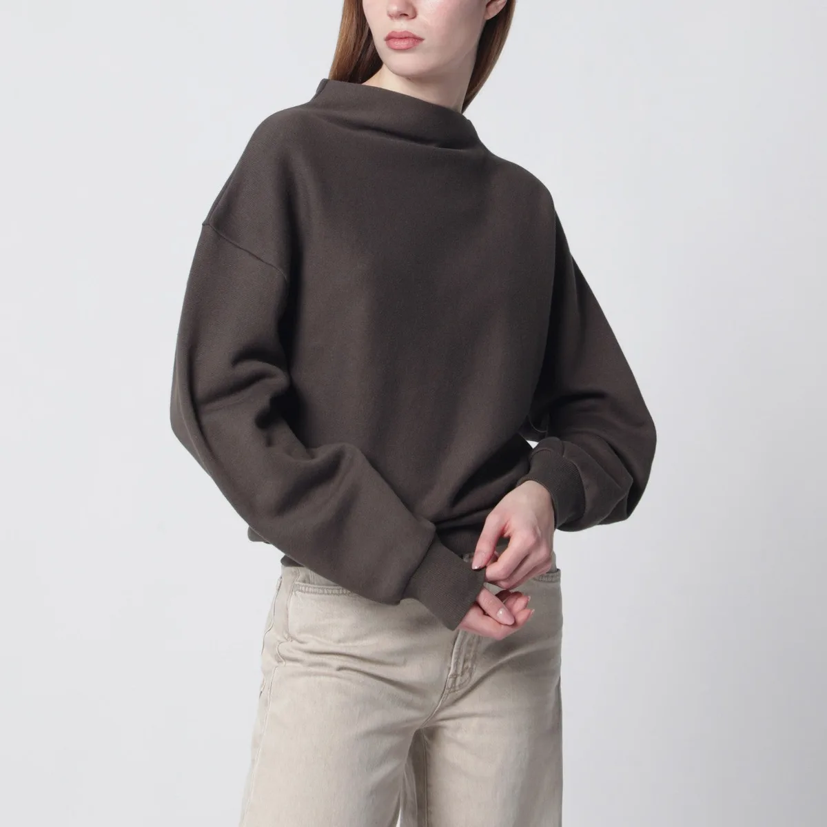 6397 Mud-Coloured Draped Sweatshirt