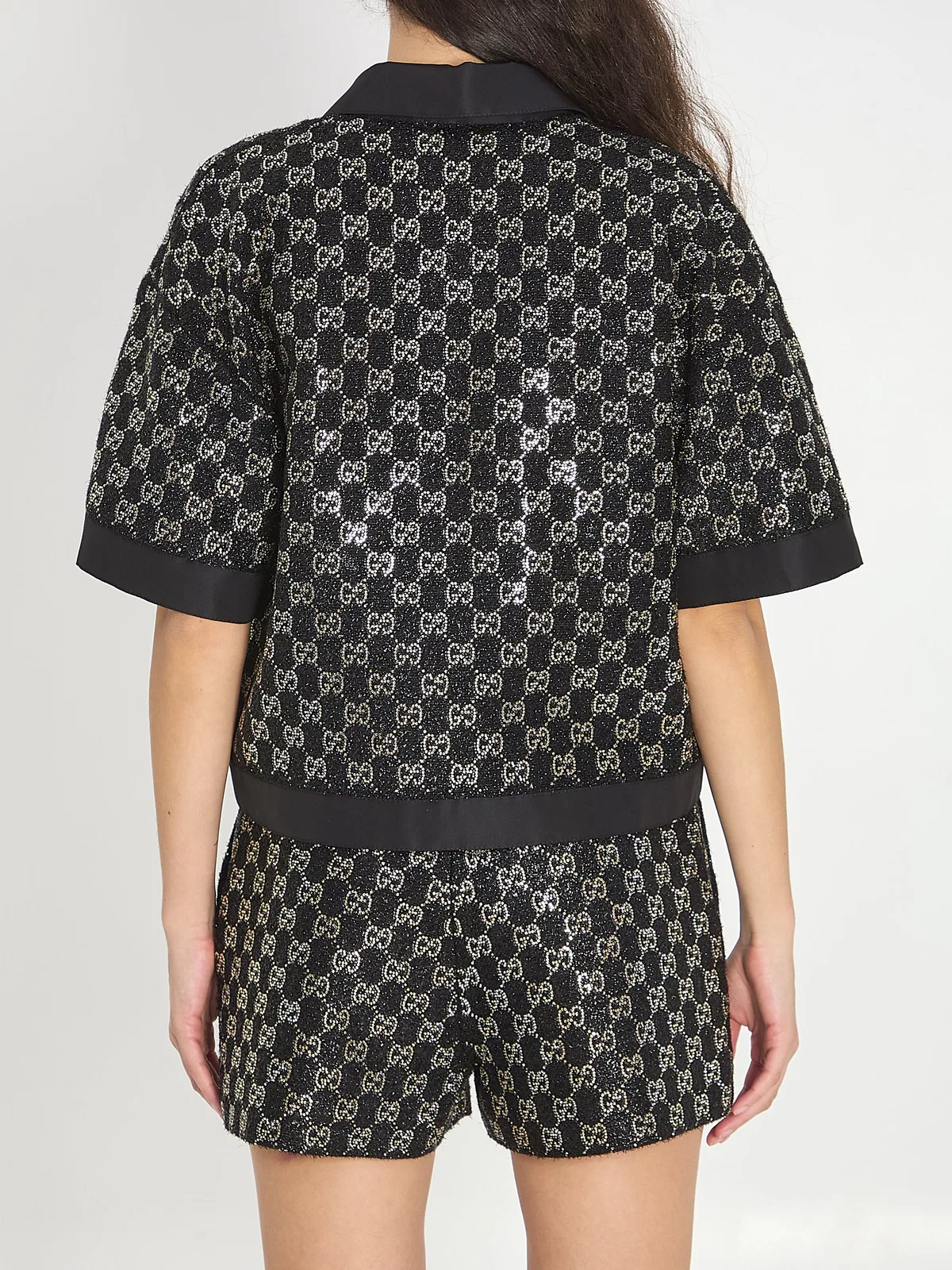Gucci Embroidered Lamé Wool Tweed Shorts
