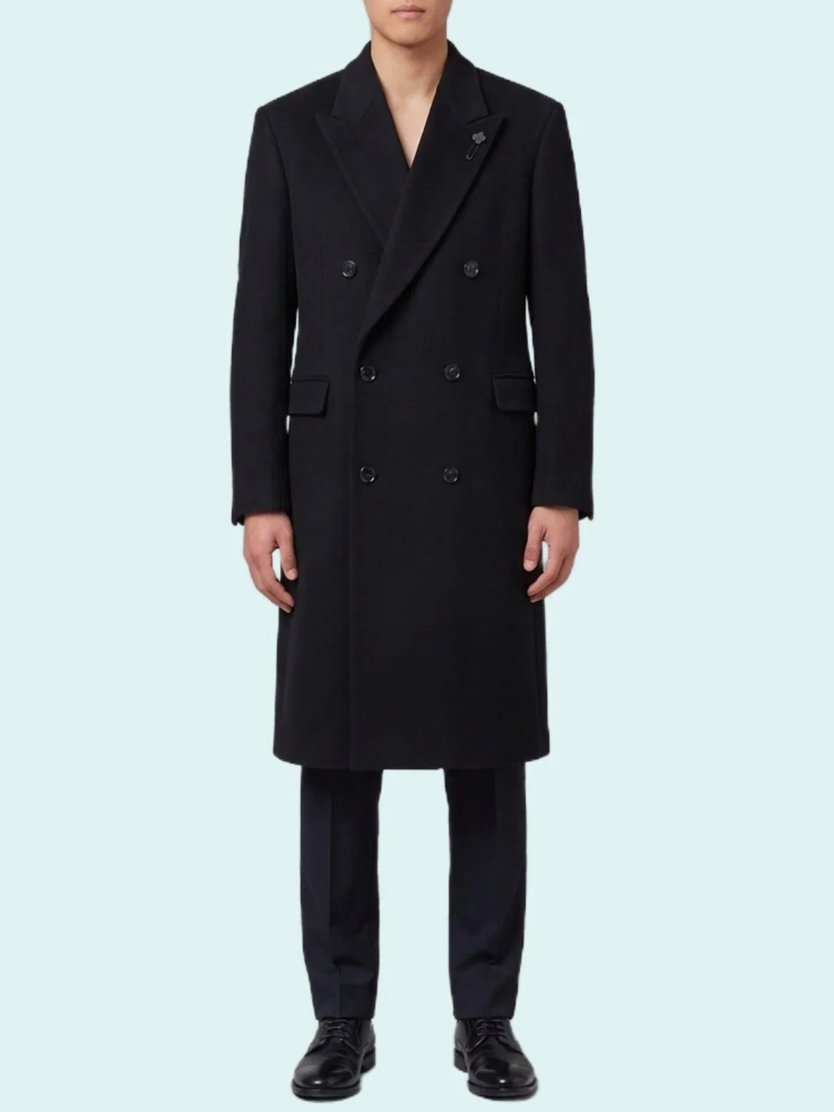 Lardini Black Double-Breasted Coat