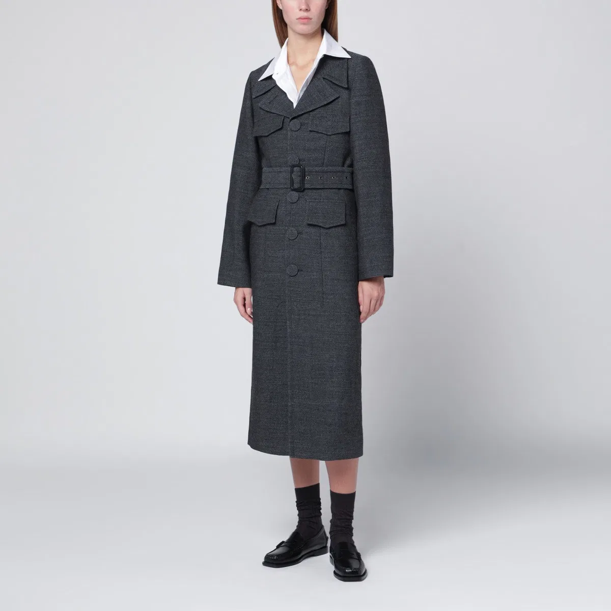 Namacheko Grey Wool Coat With Belt