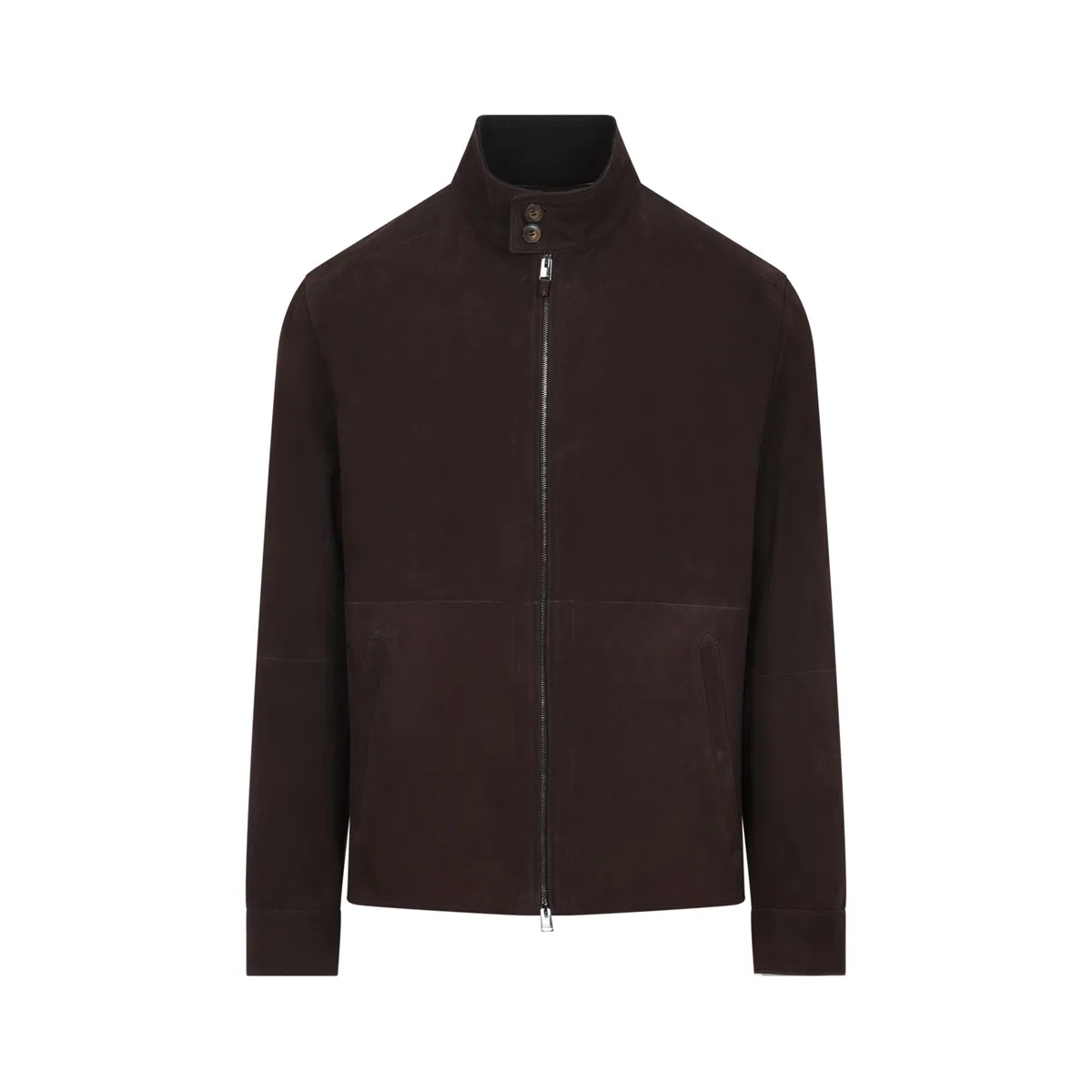 Canali Brown Lamb Leather Outerwear Jacket