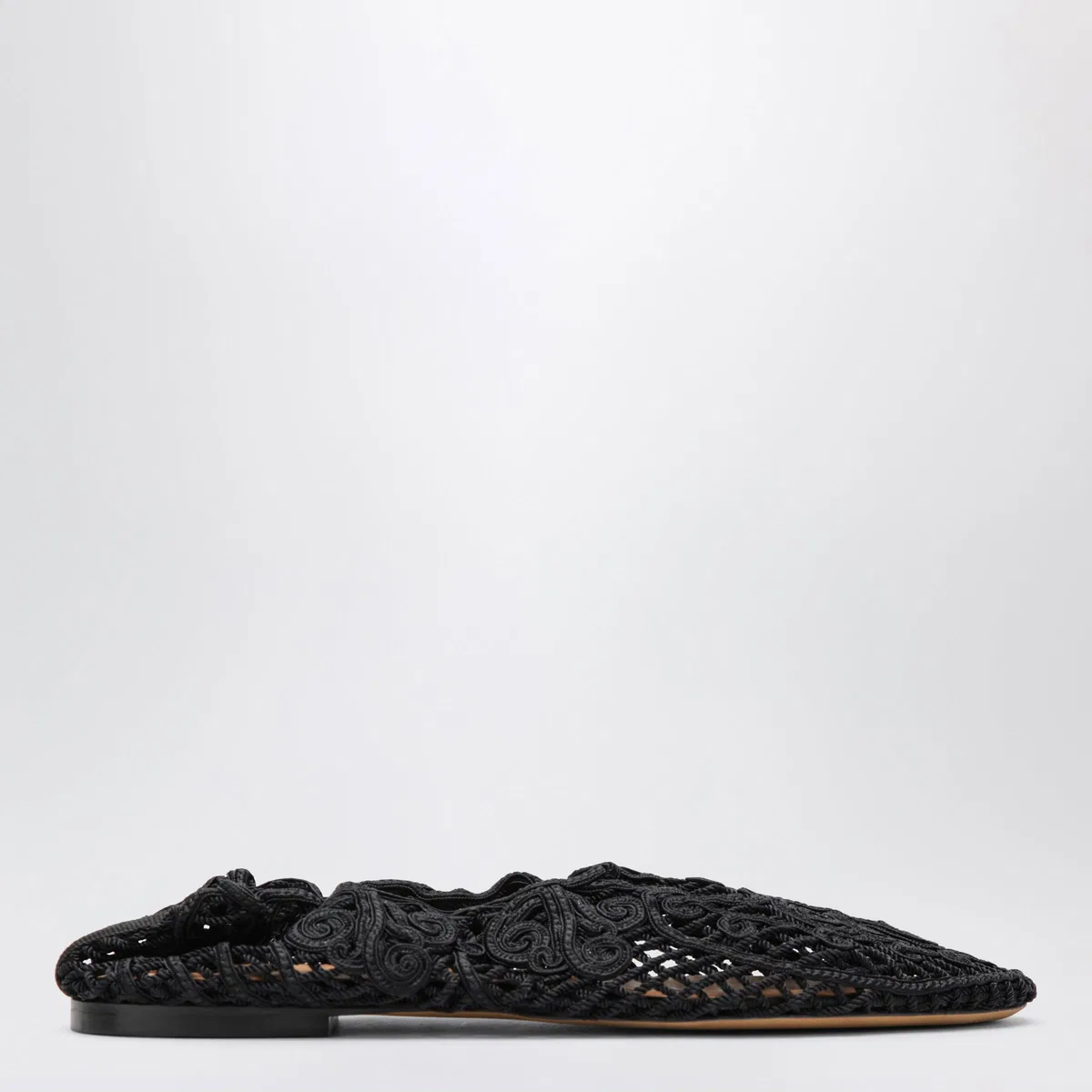 Odissi Black Iris Crochet Ballerina Flats