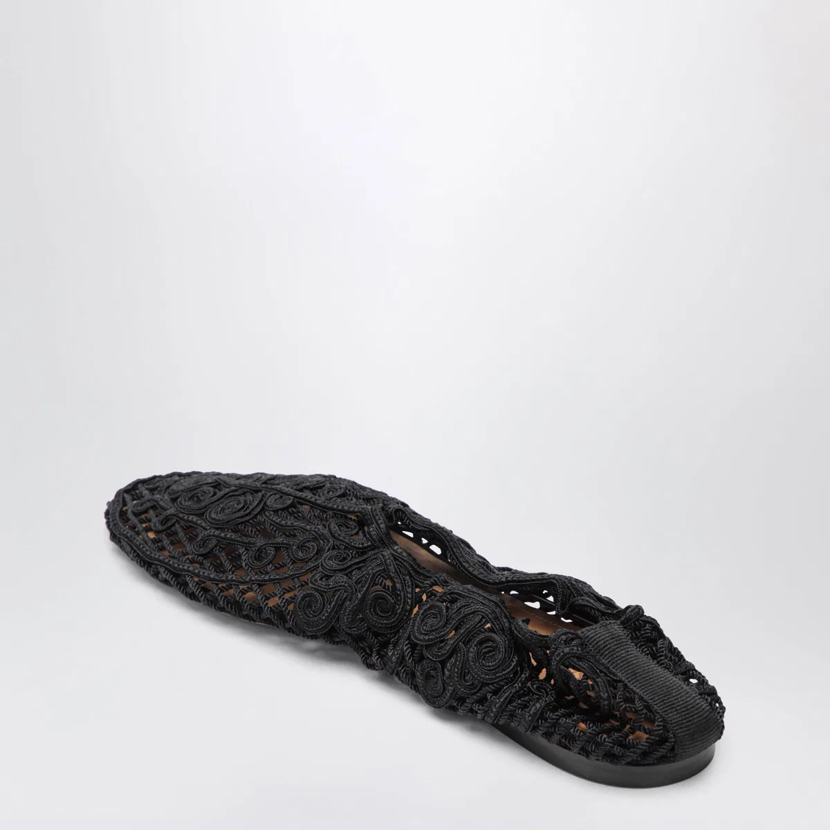 Odissi Black Iris Crochet Ballerina Flats