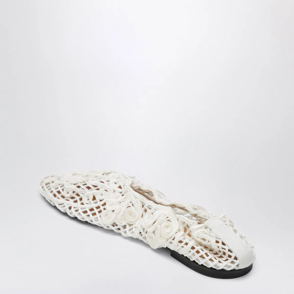 Odissi White Iris Crochet Ballerina Flats