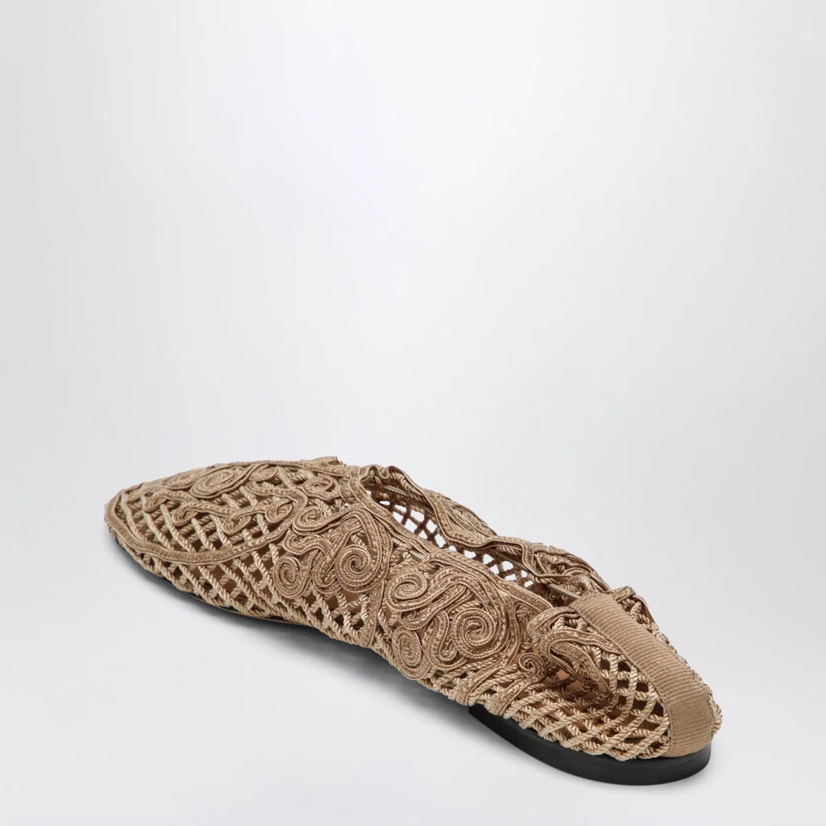 Odissi Beige Iris Crochet Ballerina Flats