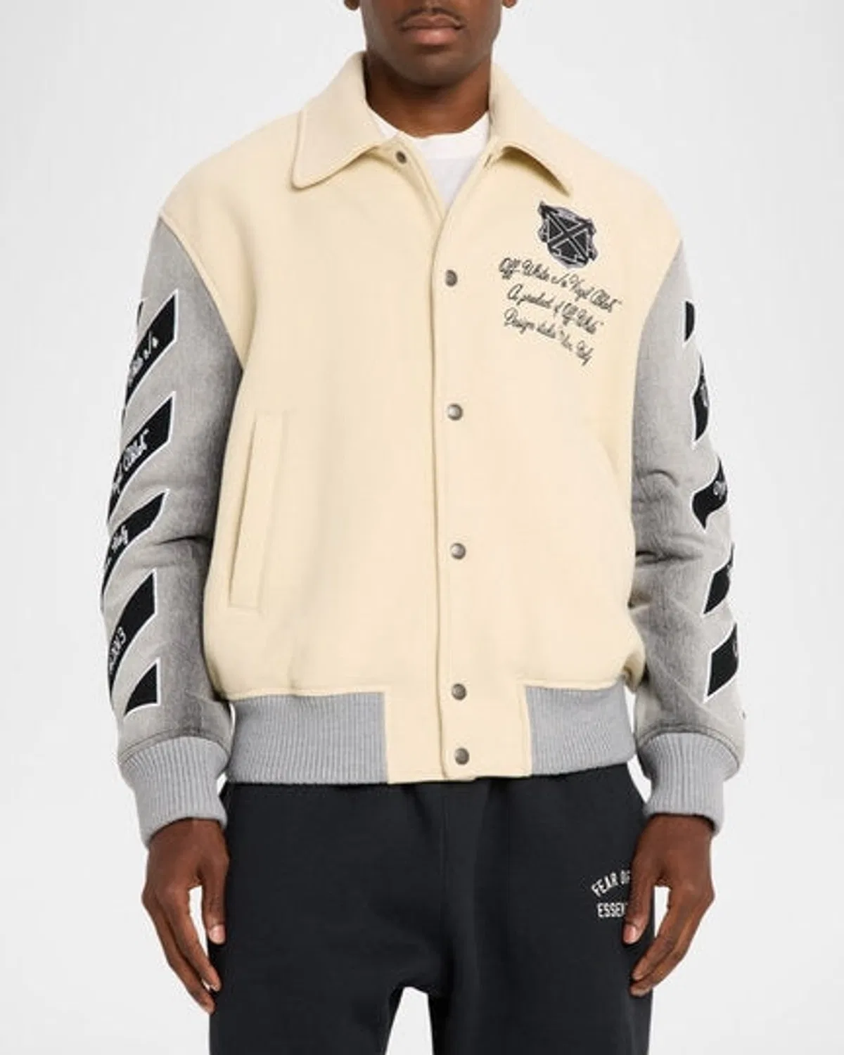 Off-White Wool Denim Relaxed Varsity