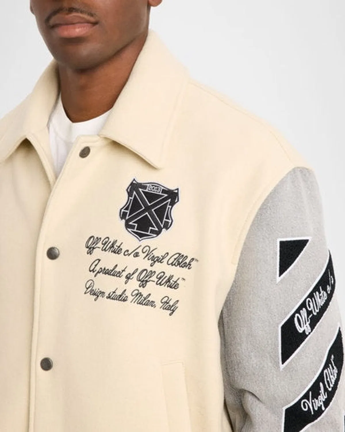 Off-White Wool Denim Relaxed Varsity