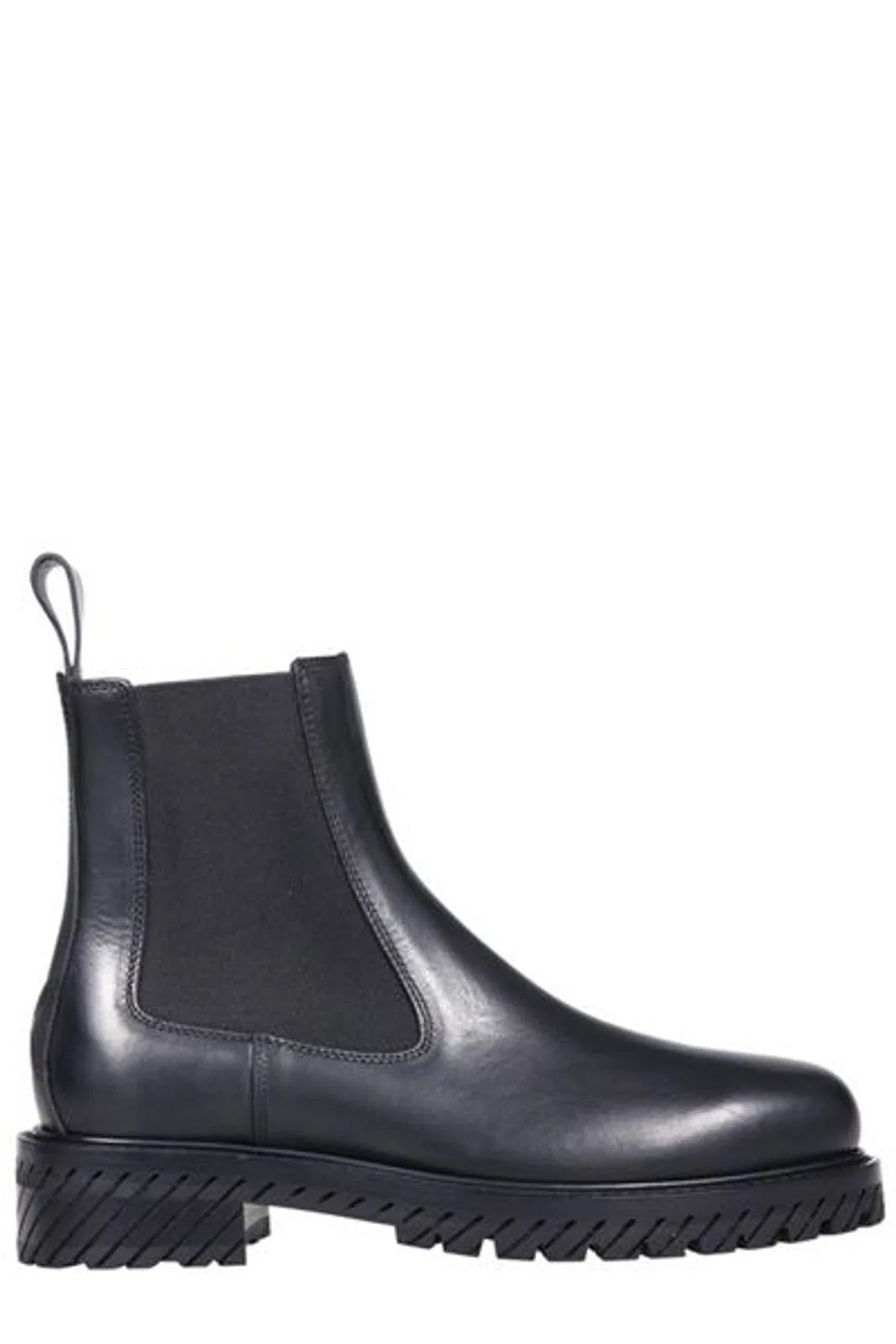 Off-White Black Leather Combat Ankle Boots