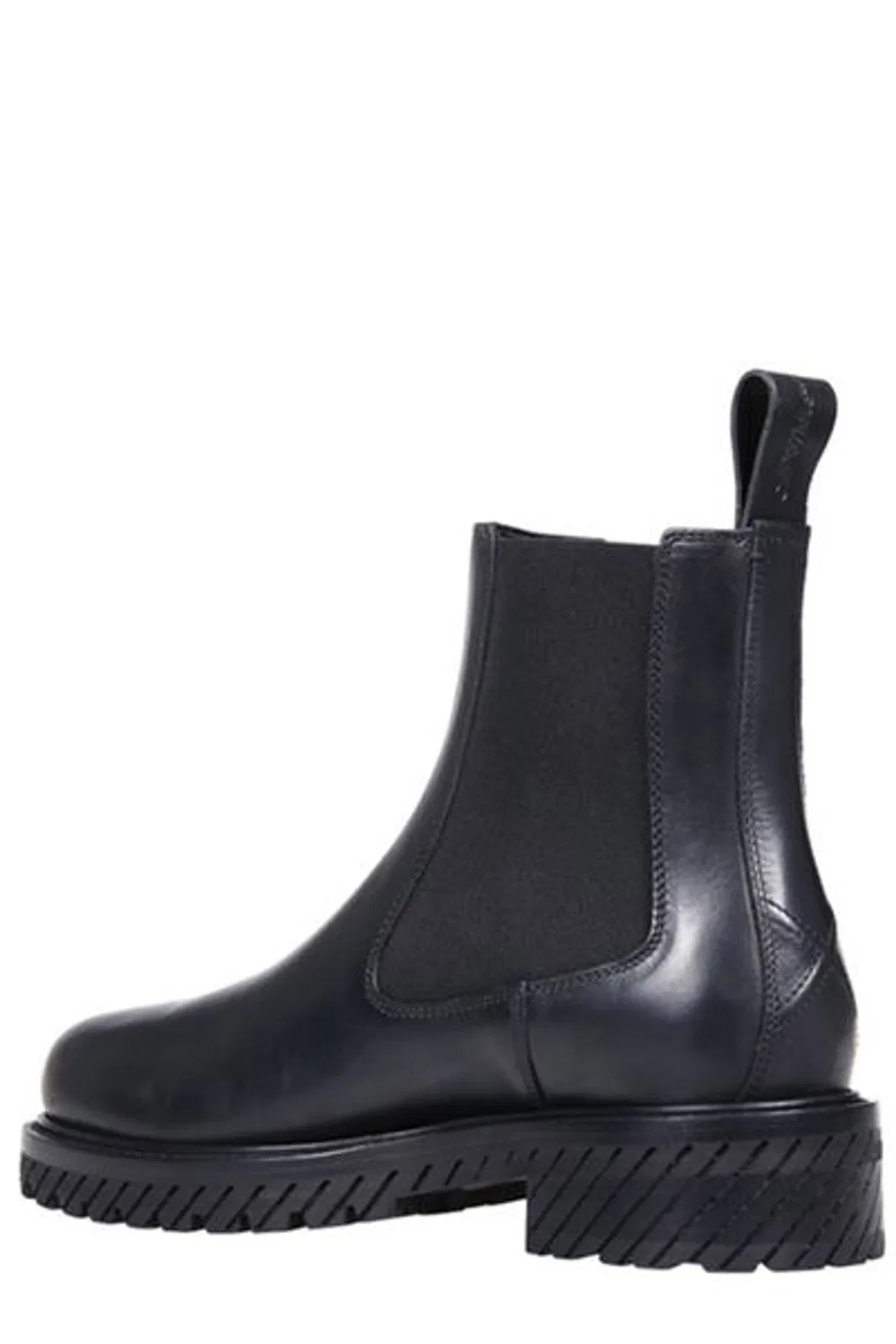 Off-White Black Leather Combat Ankle Boots