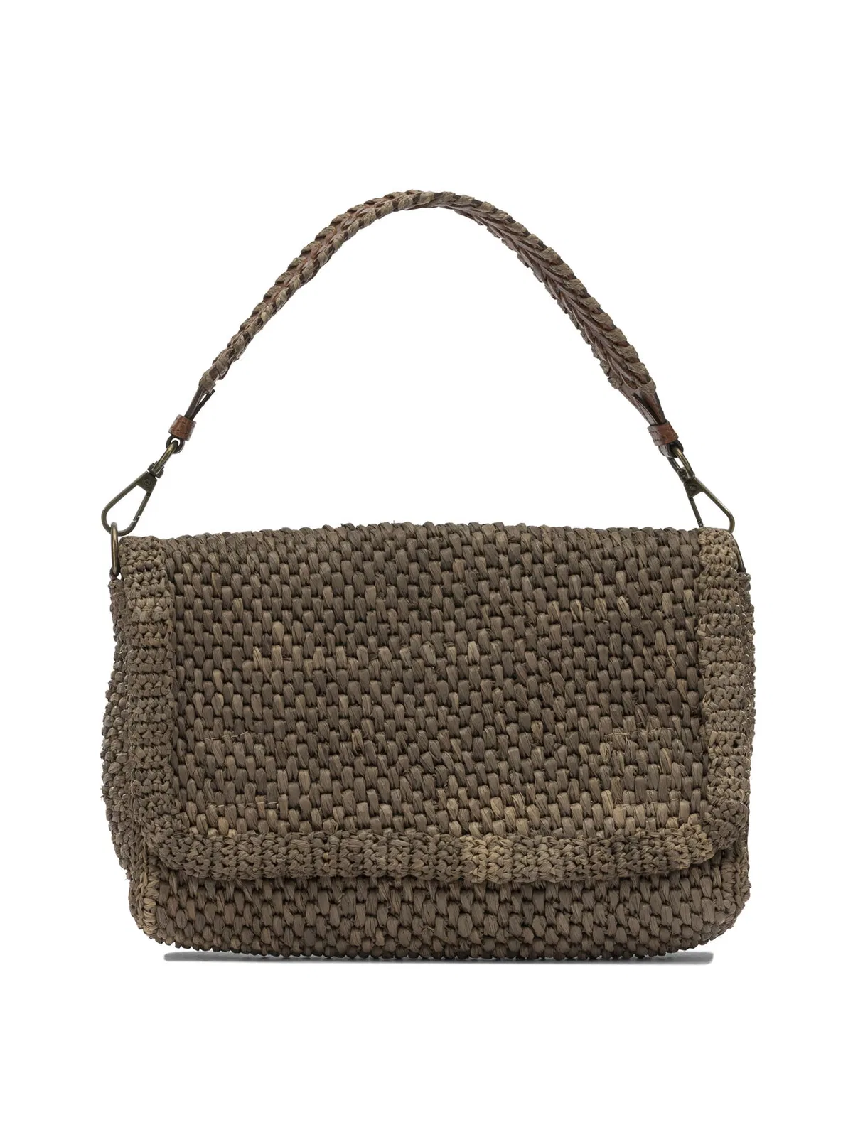 IBeliev Brown Raffia Leather Shoulder Bag