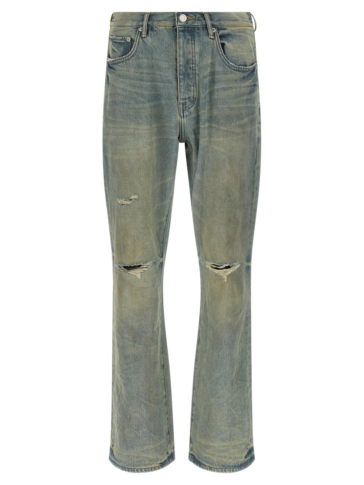 Purple 'P026 Dirty Fade Rip Boot' Jeans