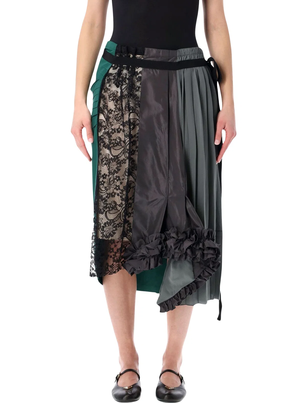 Prada Technical Taffeta Patchwork Skirt