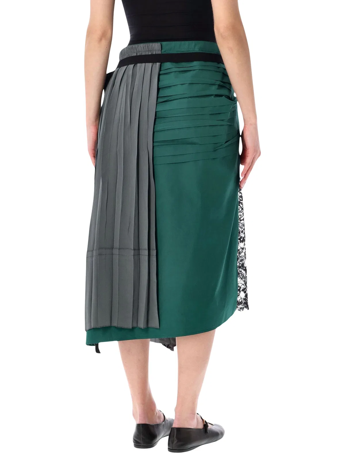 Prada Technical Taffeta Patchwork Skirt