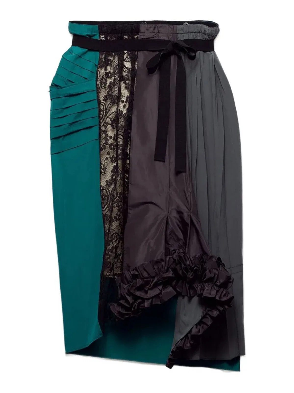 Prada Technical Taffeta Patchwork Skirt