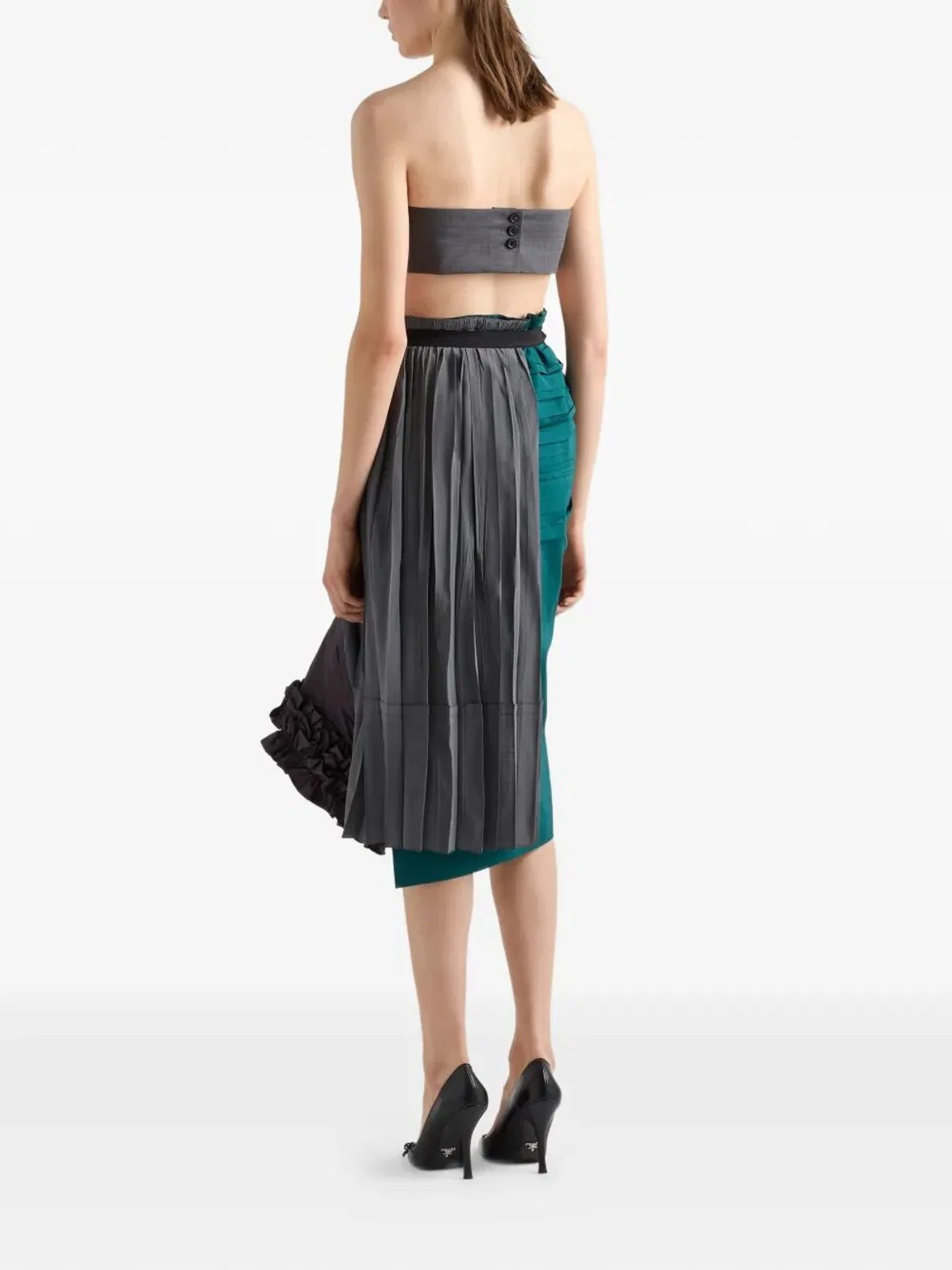 Prada Technical Taffeta Patchwork Skirt