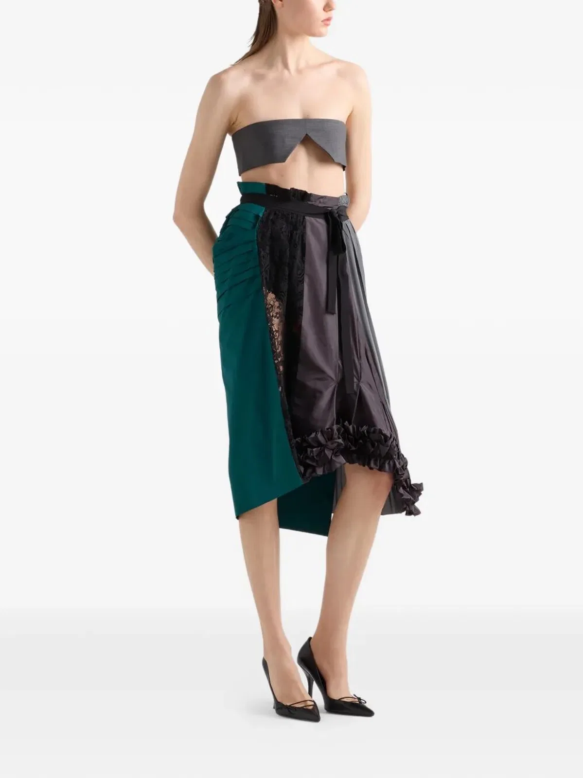 Prada Technical Taffeta Patchwork Skirt
