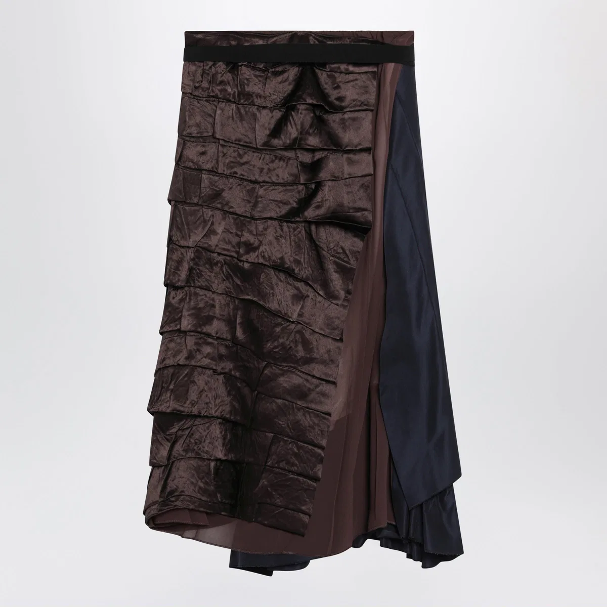 Prada Blue Patchwork Faille Wrap Skirt