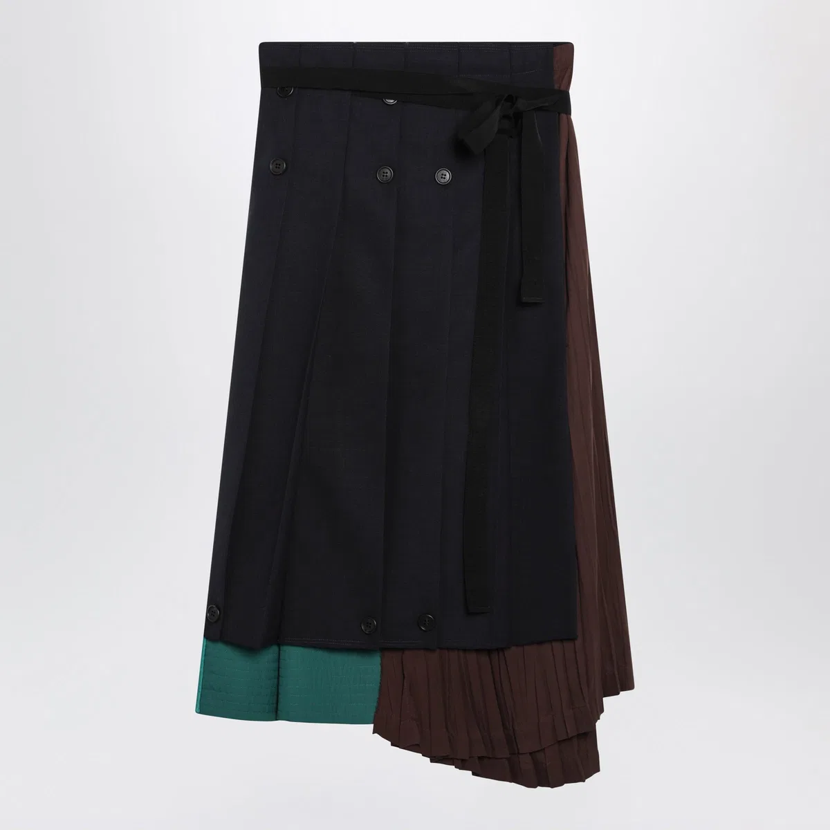 Prada Asymmetric Patchwork Skirt In Virgin Woo