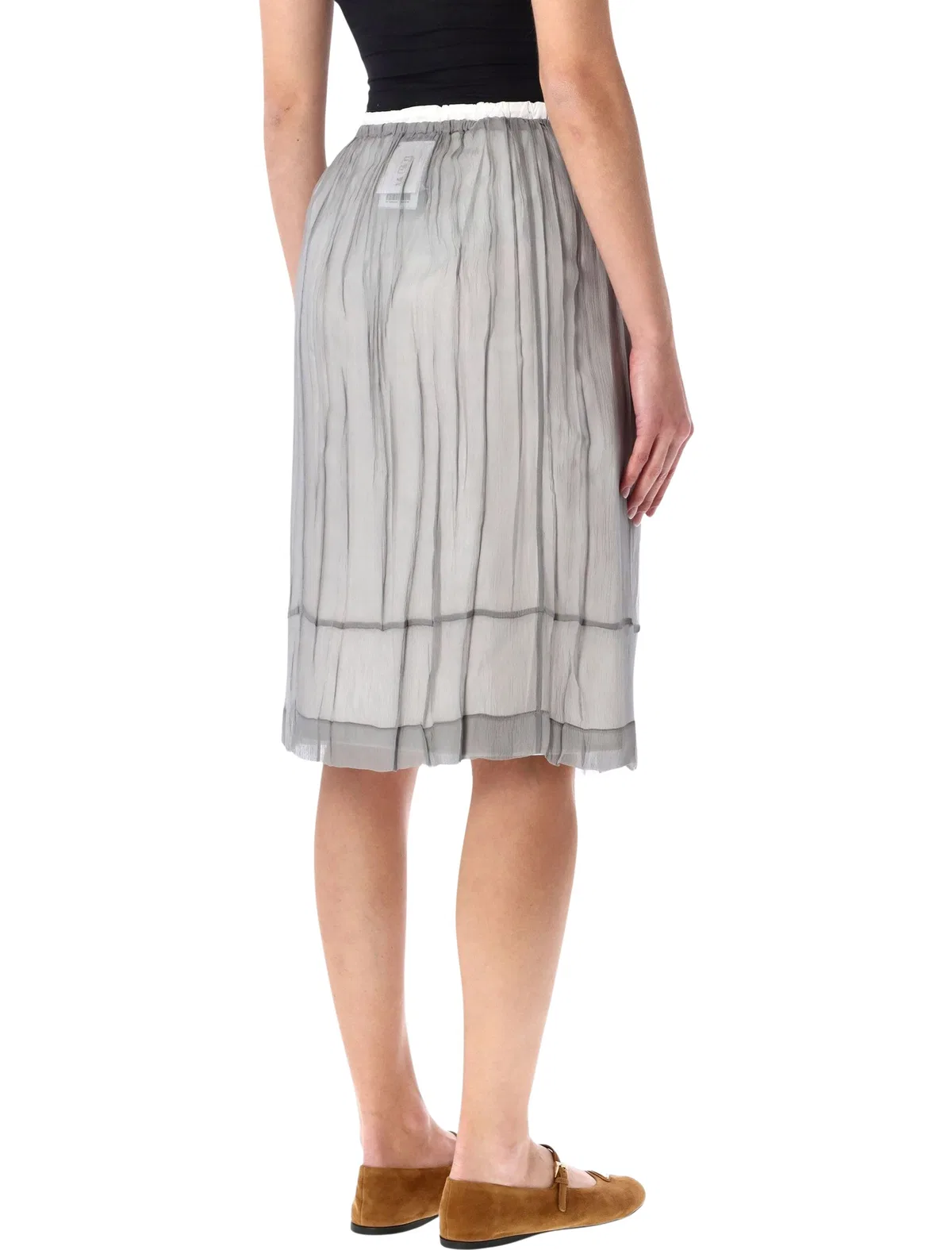 Prada Embroidered Chiffon Midi Skirt