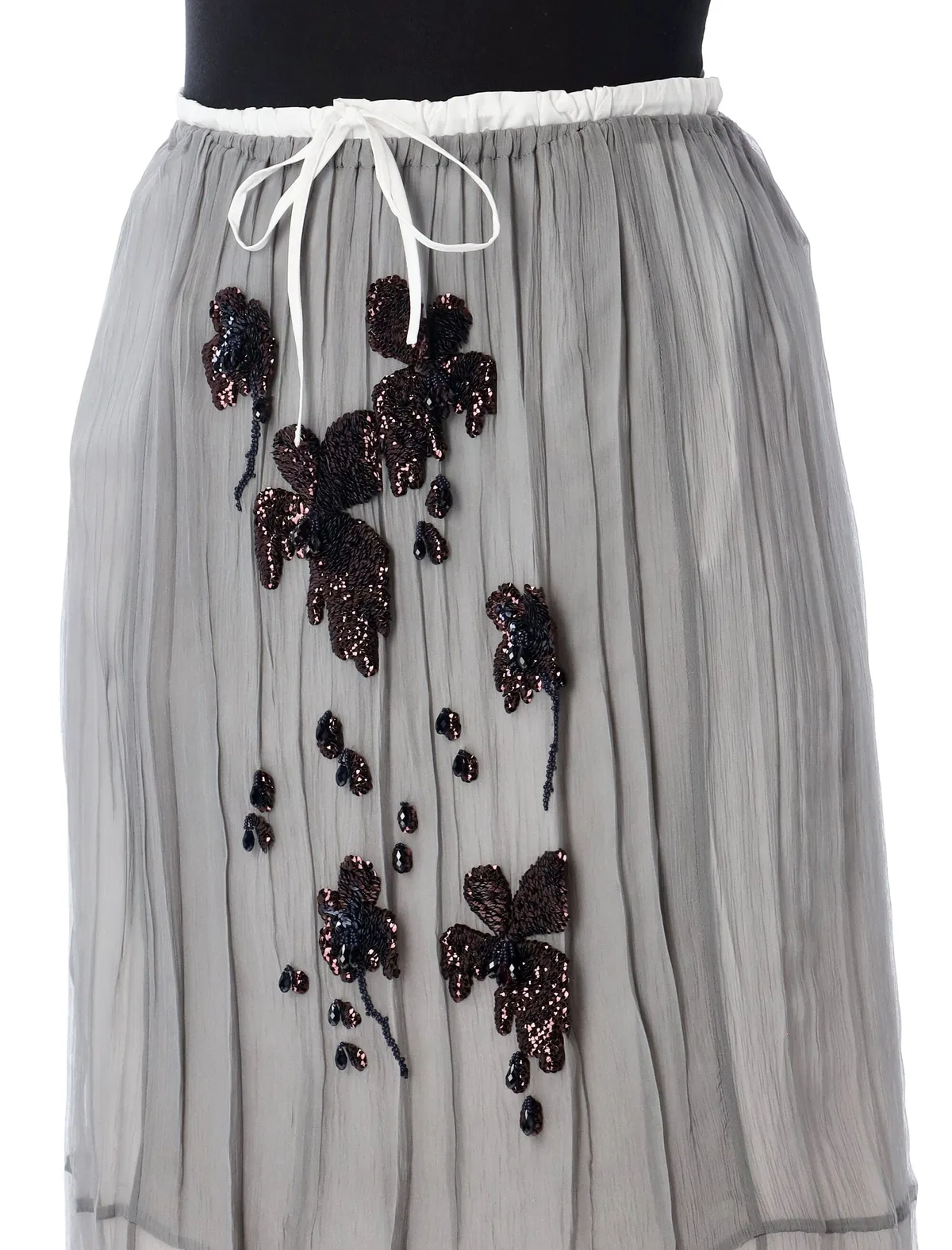 Prada Embroidered Chiffon Midi Skirt