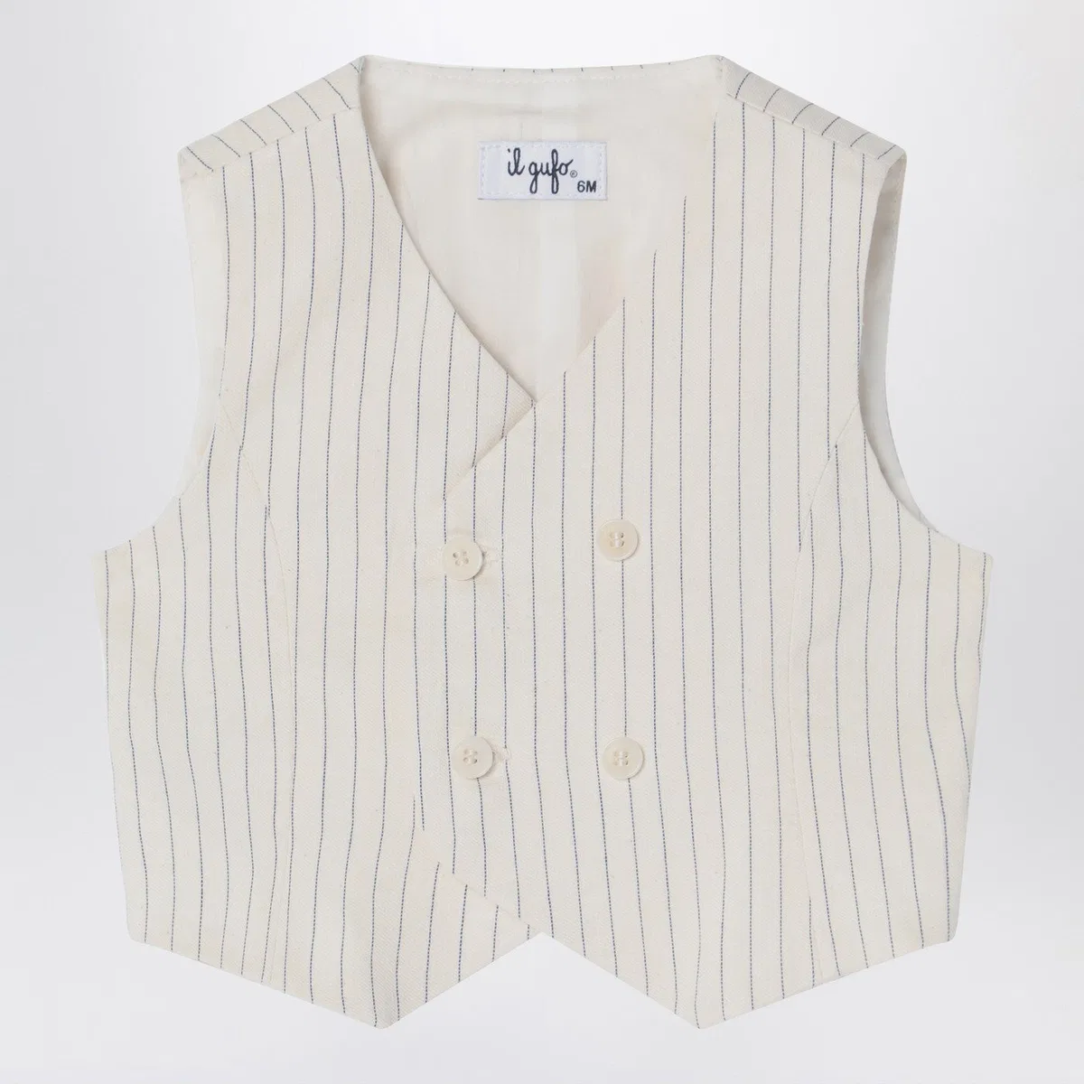 Il Gufo Double-Breasted Vest In Pinstriped Cotto