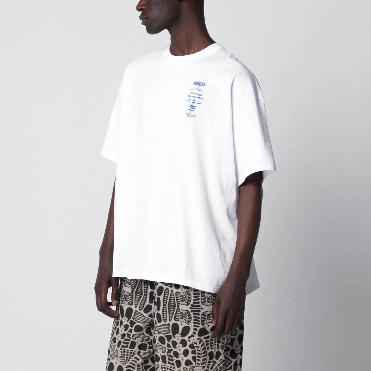Brain dead White T-Shirt With Logo Prints