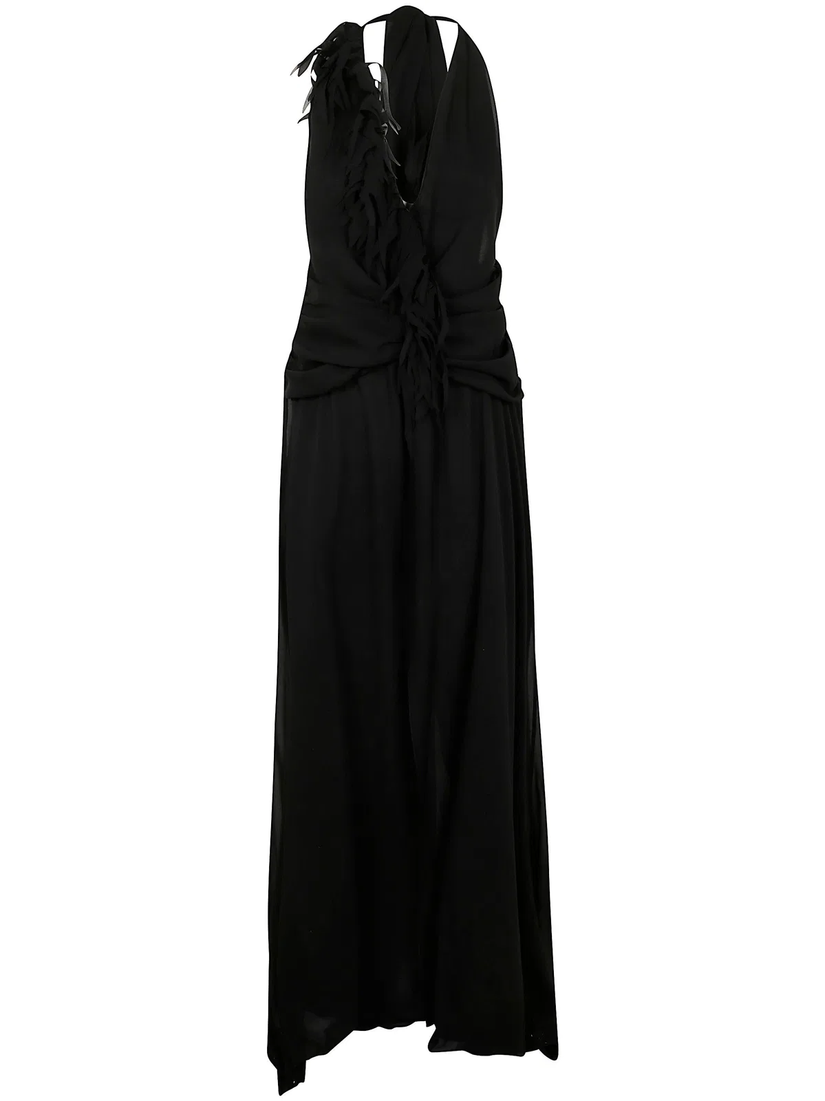 Blumarine Georgette Dress With Fringe