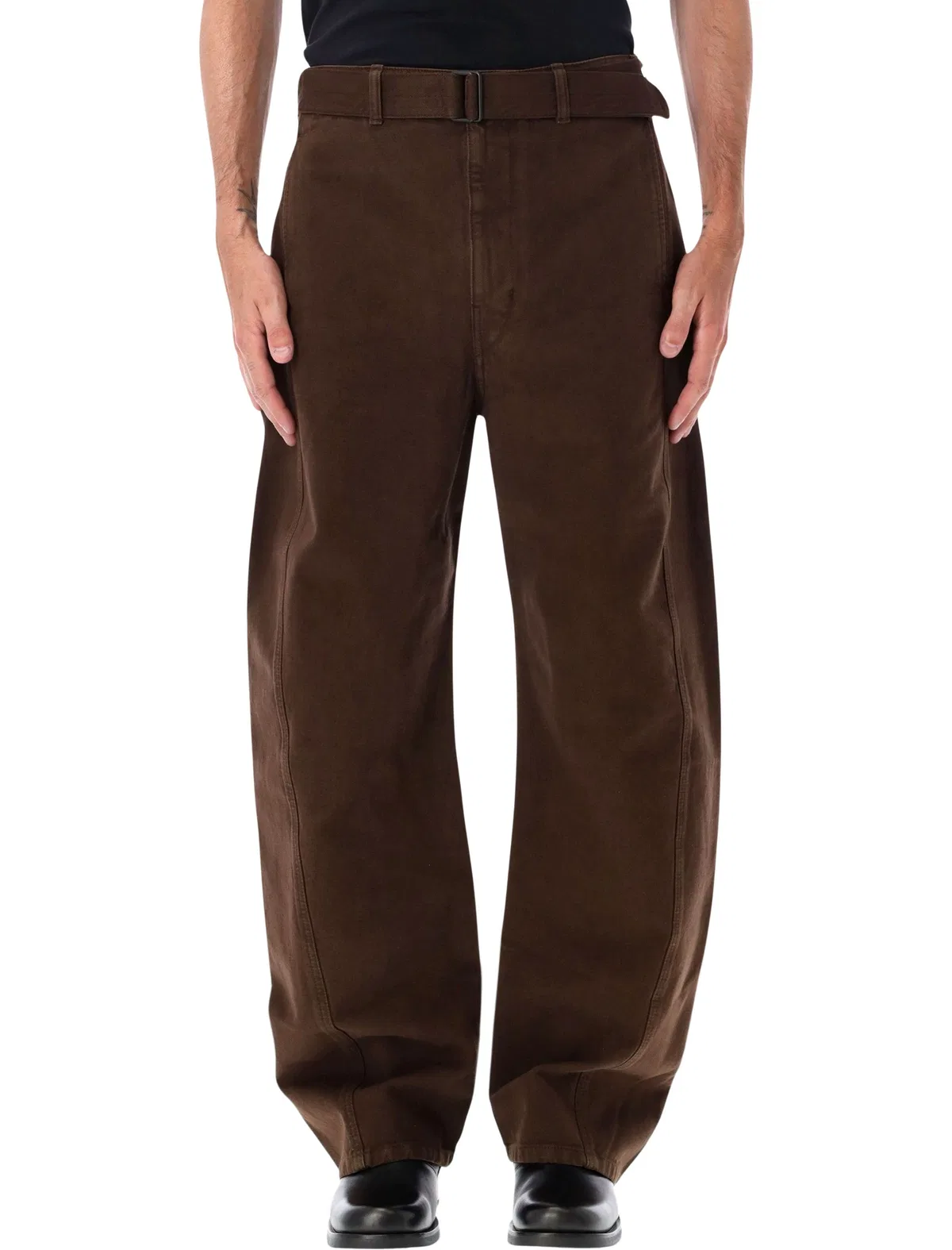 Lemaire Brown Cotton Trousers With Belt