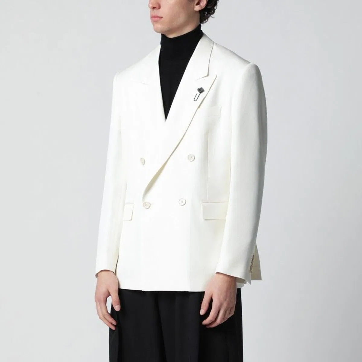 Lardini White Viscose Doublebreasted Suit