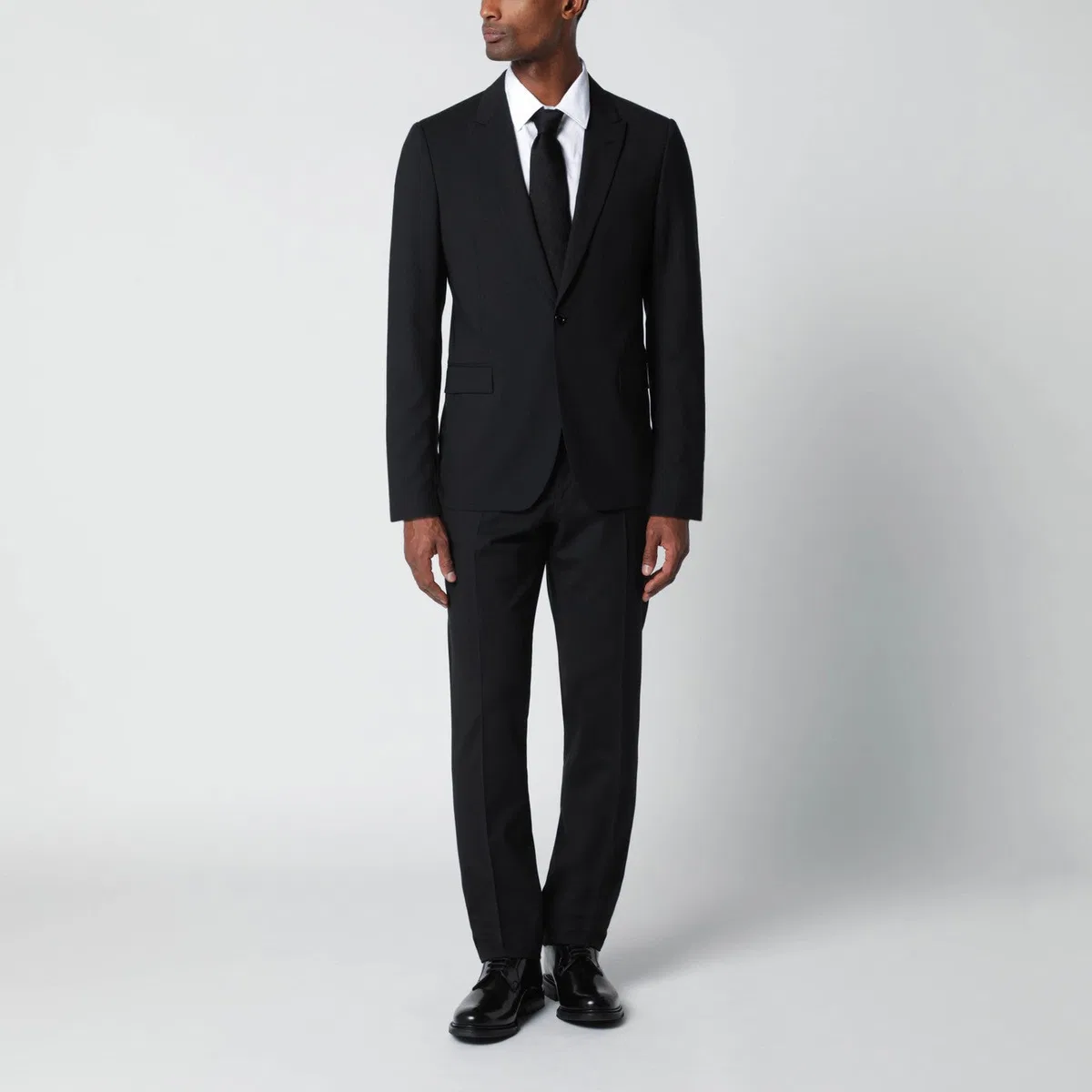 Lardini Black Single-Breasted Wool-Blend Suit