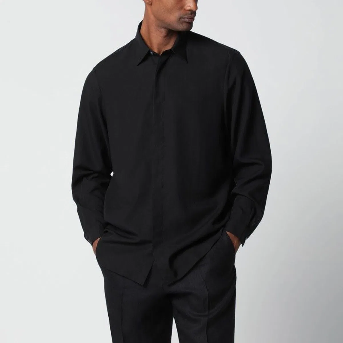 Lardini Oversized Linen & Lyocell Shirt