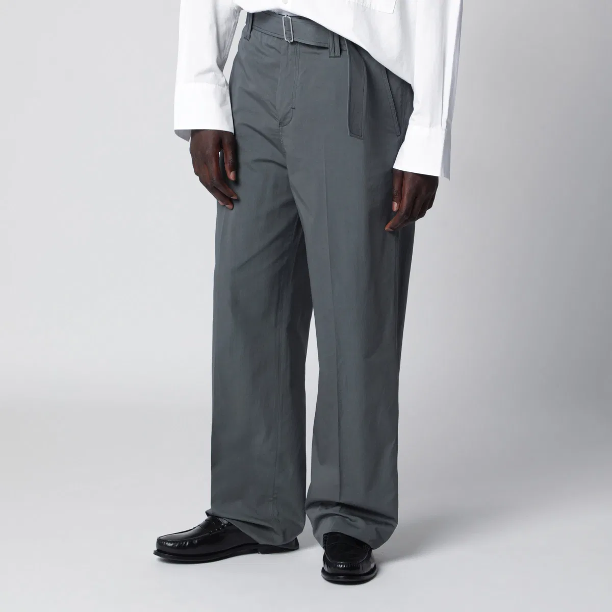 Lardini Grey Cotton And Silk Trousers