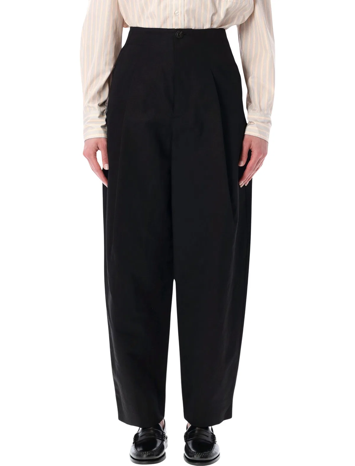 Soeur Daley Round Black Cotton-Linen Pants