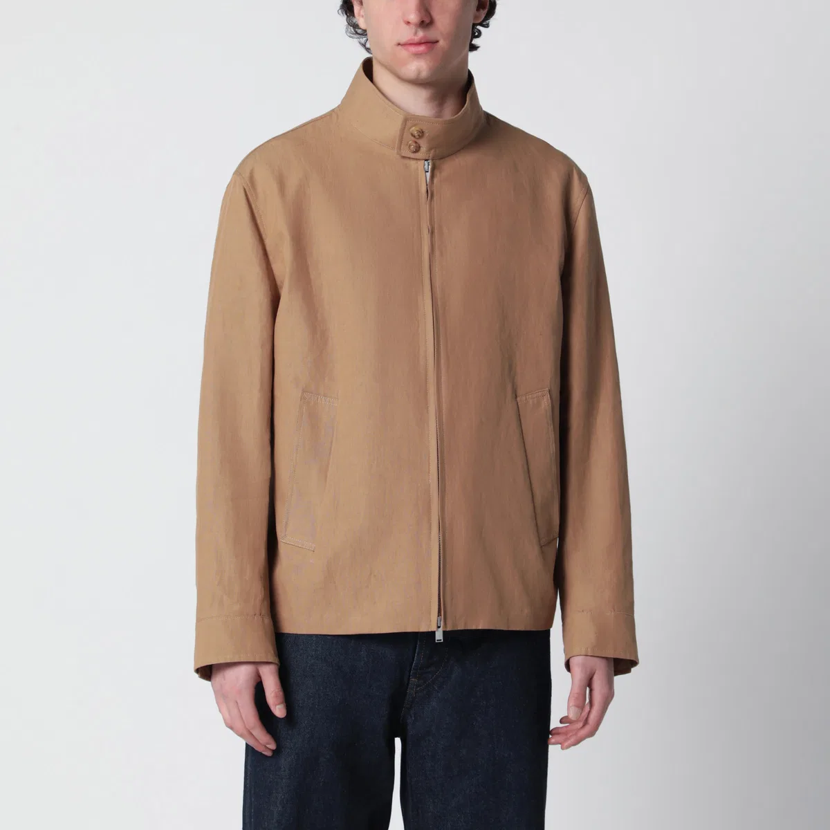 Lardini Camel Linen-Blend Jacket