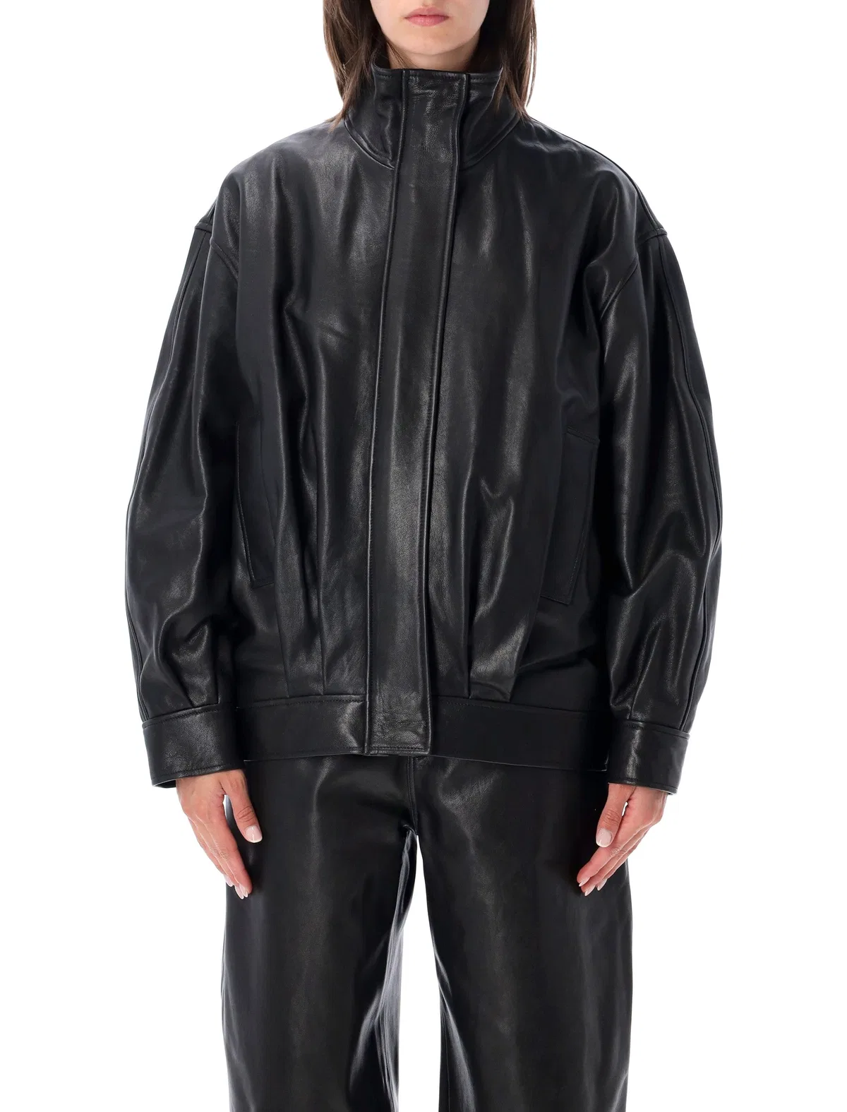 Arma Paula Leather Funnel Neck Jacket