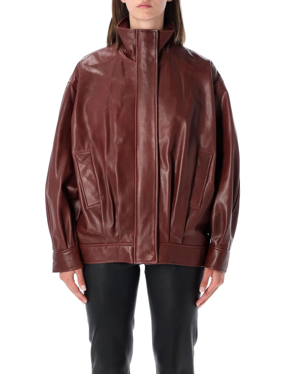 Arma Paula Leather Funnel Neck Jacket