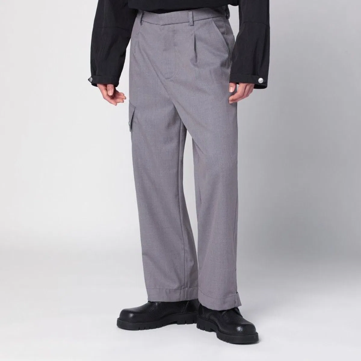 Oamc Peacemaker Grey Wool-Blend Trousers