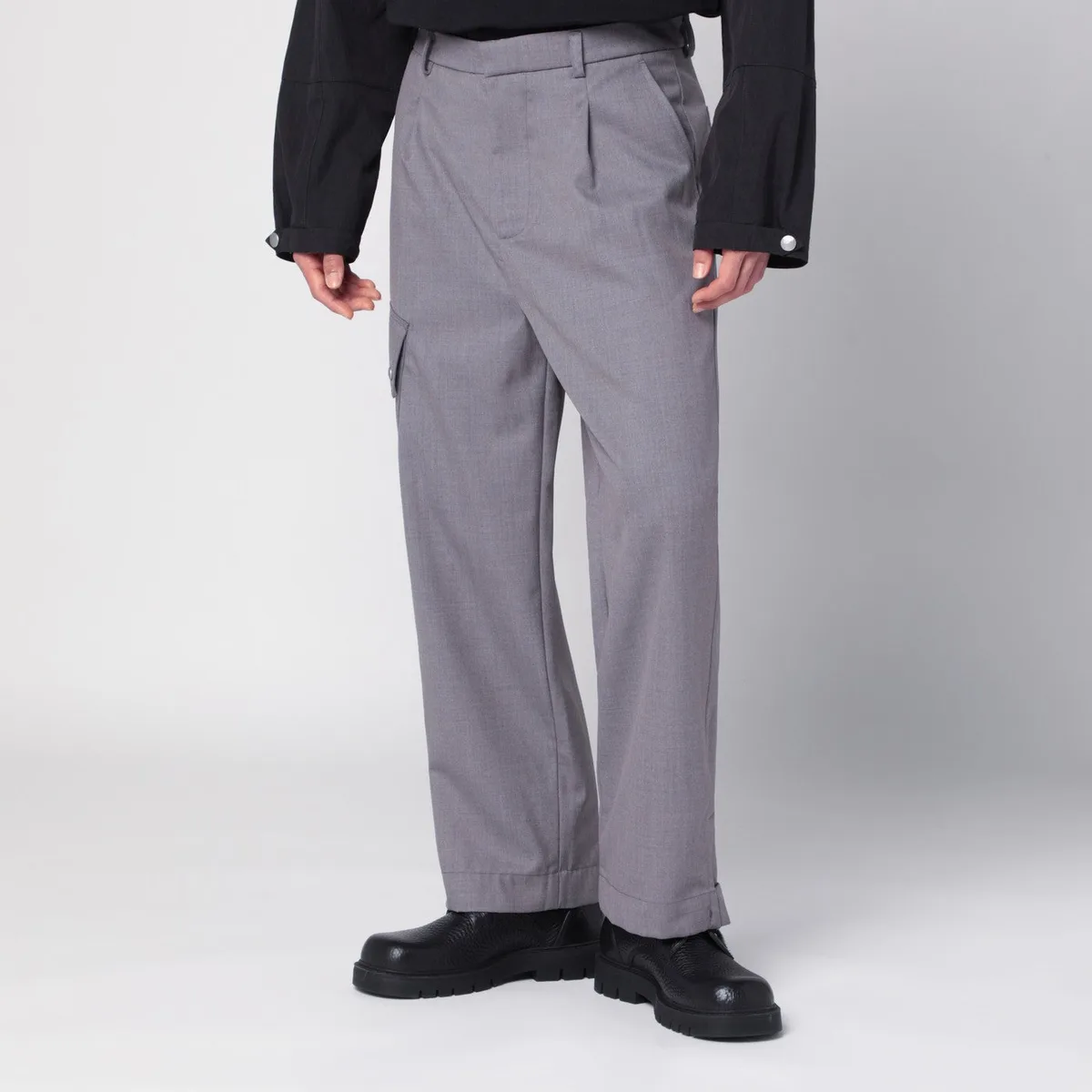 Oamc Peacemaker Grey Wool-Blend Trousers