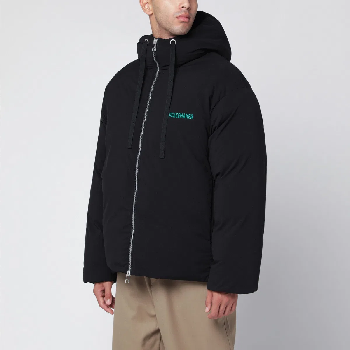 Oamc Black Peacemaker Puffer Jacket With Logo