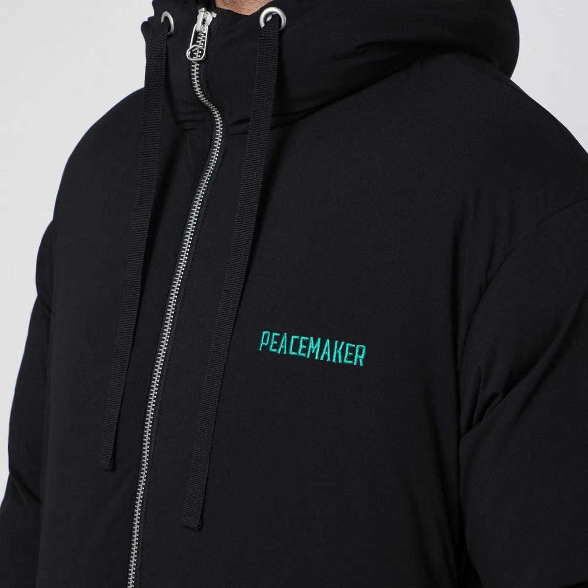 Oamc Black Peacemaker Puffer Jacket With Logo