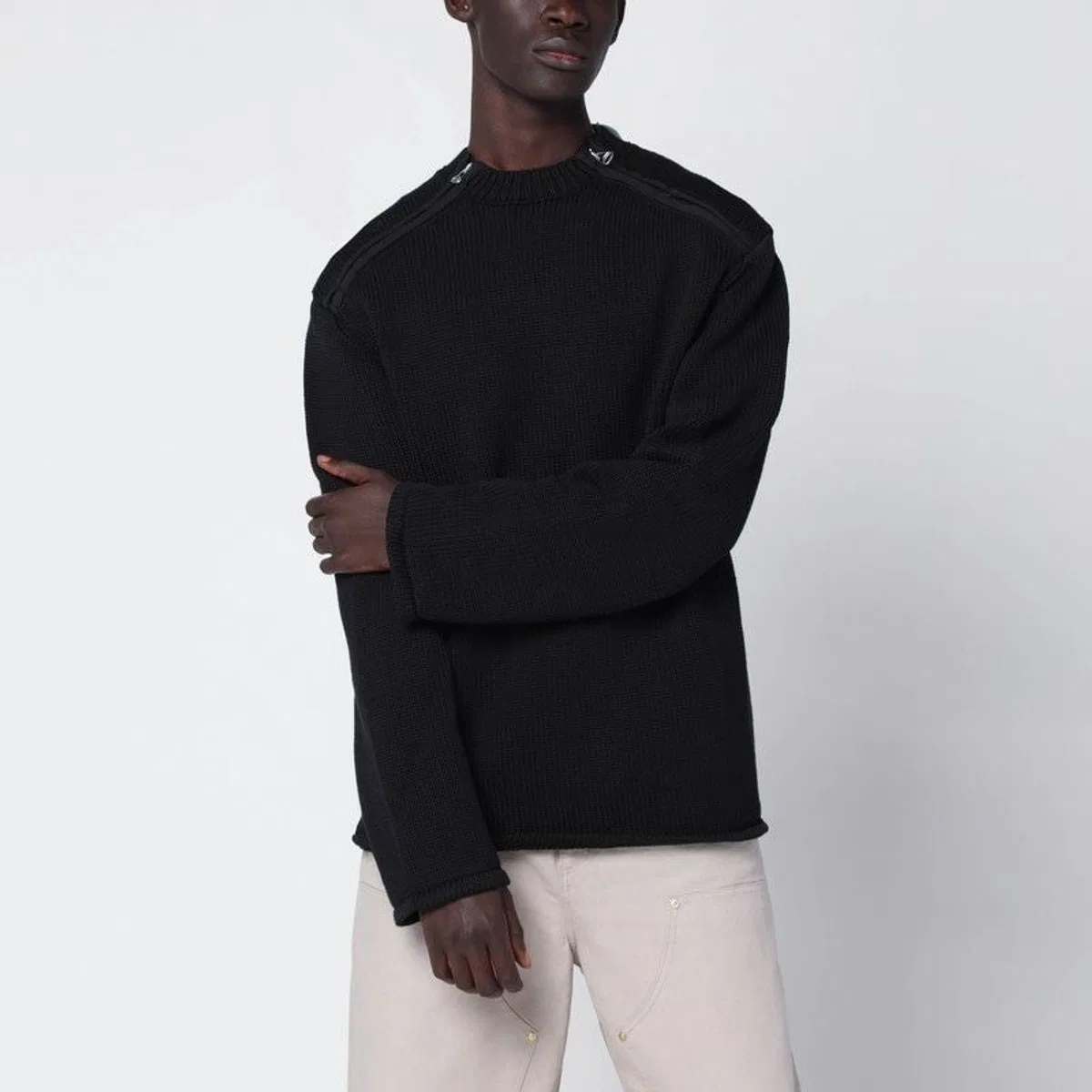 Oamc Black Cotton Sweater