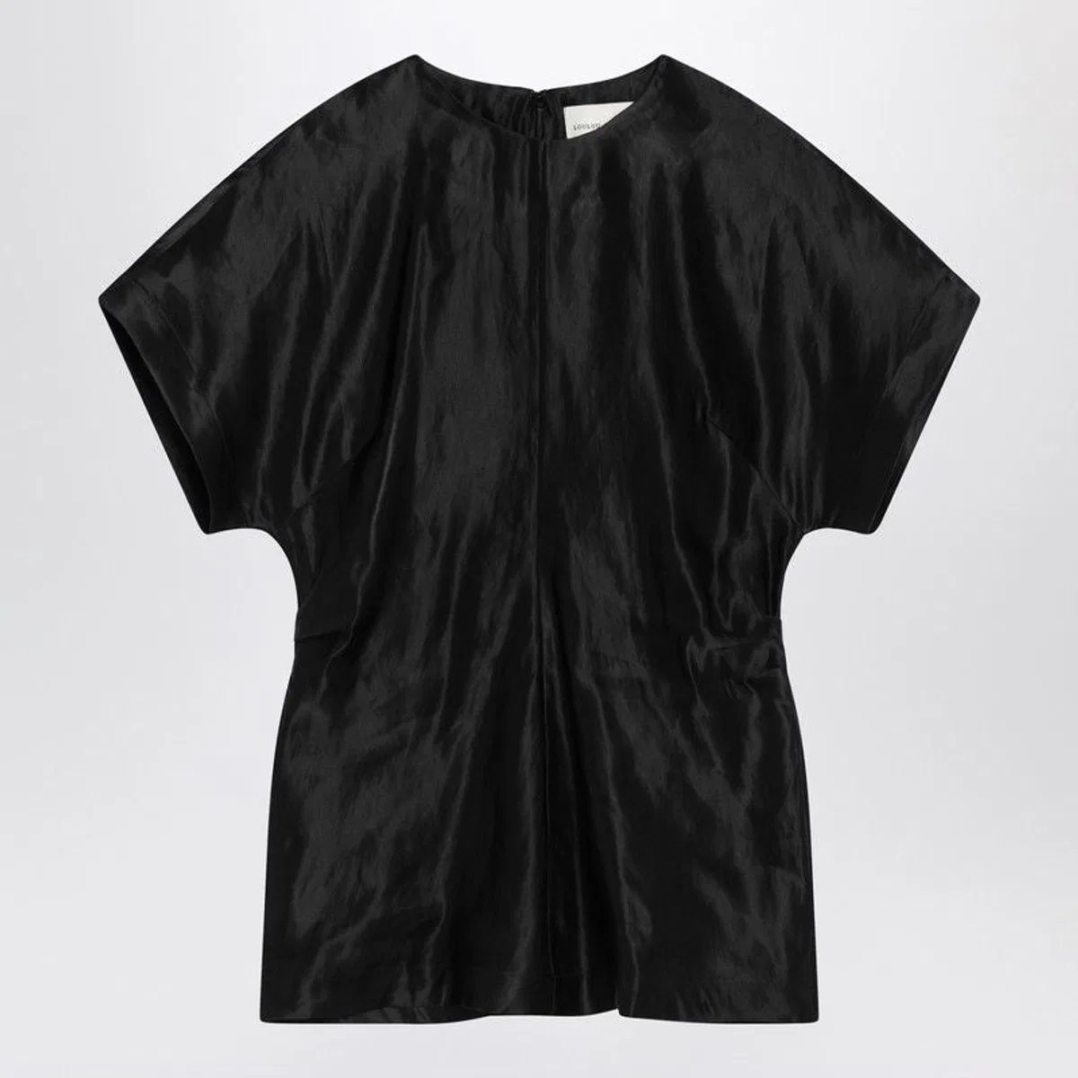Loulou Studio Black T-Shirt In Linen And Silk