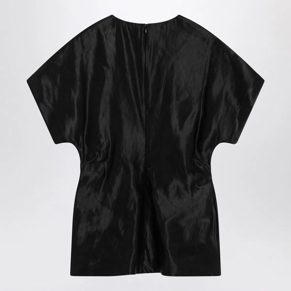 Loulou Studio Black T-Shirt In Linen And Silk
