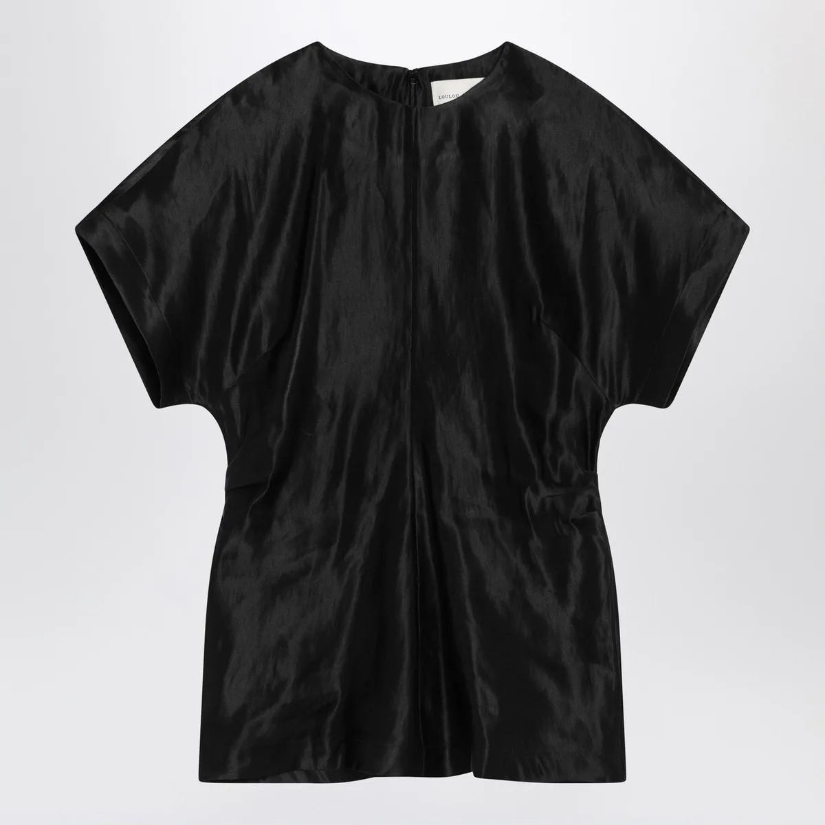 Loulou De Saison Black T-Shirt In Linen And Silk