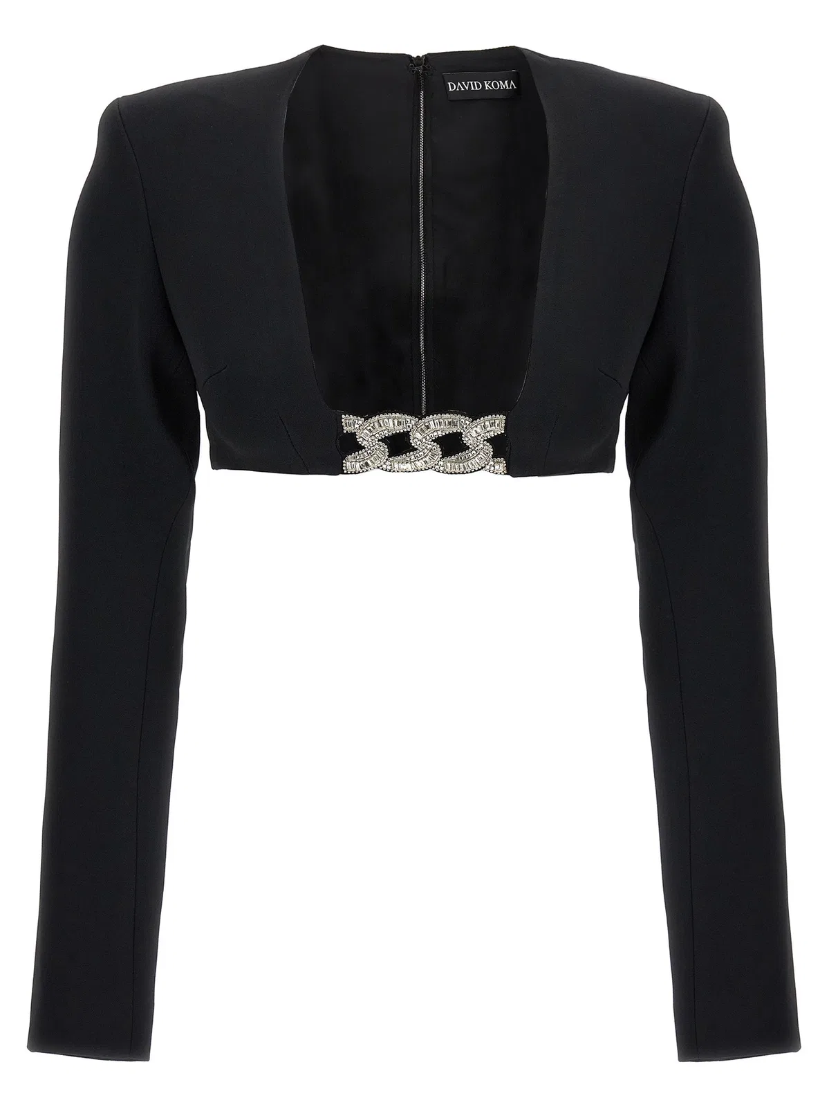David koma Top '3D Crystsal Chain And Square Neck'